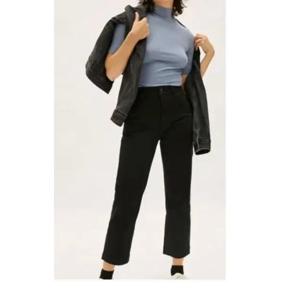 Everlane Cropped Straight Regular Jeans Black Women's Size 2 Natural Cotton - Picture 2 of 16